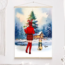 Charger l'image dans la galerie, Jusqu'à 5 Chiens, Toile à suspendre personnalisée, Toile cadeau pour Maman Chien, joyeux Noël