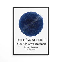 Charger l'image dans la galerie, Poster personnalisée carte des étoiles, affiche personnalisée, Le jour de notre rencontre