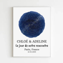 Charger l'image dans la galerie, Poster personnalisée carte des étoiles, affiche personnalisée, Le jour de notre rencontre