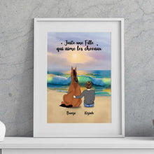 Charger l'image dans la galerie, Jusqu'à 2 chevaux, Passe partout personnalisés, Cadeau Pour Maman cheval, fille avec cheval sur la plage