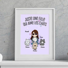 Charger l'image dans la galerie, Jusqu'à 9 chats, Passe partout personnalisée, Cadeau Pour Maman Chat, Juste une fille qui aime les chats