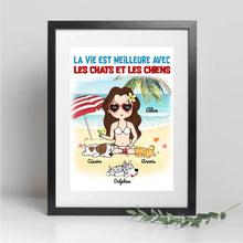 Charger l'image dans la galerie, Jusqu'à 6 animaux, Passe partout personnalisée, Toile cadeau pour Maman Chat, Chien, Été, Plage