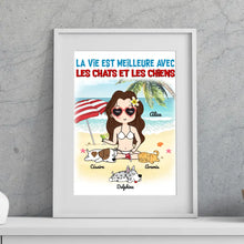 Charger l'image dans la galerie, Jusqu'à 6 animaux, Passe partout personnalisée, Toile cadeau pour Maman Chat, Chien, Été, Plage