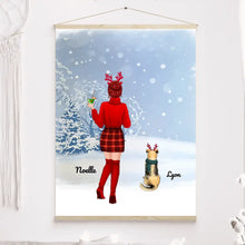 Charger l'image dans la galerie, Jusqu'à 5 Chiens, Toile à suspendre personnalisée, Toile cadeau pour Maman Chien, neige, joyeux Noël