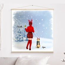 Charger l'image dans la galerie, Jusqu'à 5 Chiens, Toile à suspendre personnalisée, Toile cadeau pour Maman Chien, neige, joyeux Noël