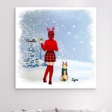 Charger l'image dans la galerie, Impressions sur métal personnalisée, cadeau pour Maman Chien, neige, joyeux Noël, Jusqu'à 5 Chiens