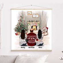 Charger l'image dans la galerie, Jusqu'à 5 filles, Toile à suspendre personnalisée, Toile cadeau pour papa, grand-père, joyeux Noel, père et filles