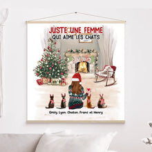 Charger l'image dans la galerie, Jusqu'à 5 Chats, Toile à suspendre personnalisée, Toile cadeau pour maman Chat, joyeux Noel, Femme Aime Les Chats