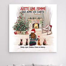 Charger l'image dans la galerie, Impressions sur métal personnalisée, cadeau pour maman Chat, joyeux Noel, Jusqu'à 5 Chats, Femme Aime Les Chats
