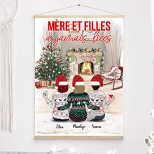 Charger l'image dans la galerie, Jusqu'à 4 filles, Toile à suspendre personnalisée, Toile cadeau pour maman, joyeux Noel, mère et filles