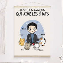 Charger l'image dans la galerie, Jusqu'à 9 Chats, Toile à suspendre personnalisée, Toile cadeau pour papa Chat, Homme, Garçon Qui Aime Les Chats