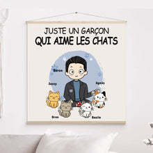 Charger l'image dans la galerie, Jusqu'à 9 Chats, Toile à suspendre personnalisée, Toile cadeau pour papa Chat, Homme, Garçon Qui Aime Les Chats
