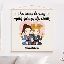 Charger l'image dans la galerie, Toile à suspendre personnalisée, cadeau pour 	
sœurs, amies, meilleures amies, chibi, filles, mais sœurs de cœur