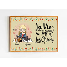 Charger l'image dans la galerie, Jusqu'à 5 Chiens, Poster encadré en bois personnalisée, cadeau pour Maman Chien, La vie est Meilleure avec Les Chiens
