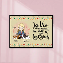 Charger l'image dans la galerie, Jusqu'à 5 Chiens, Poster encadré en bois personnalisée, cadeau pour Maman Chien, La vie est Meilleure avec Les Chiens