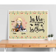 Charger l'image dans la galerie, Jusqu'à 5 Chiens, Poster encadré en bois personnalisée, cadeau pour Maman Chien, La vie est Meilleure avec Les Chiens