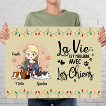 Charger l'image dans la galerie, Jusqu'à 5 Chiens, Poster encadré en bois personnalisée, cadeau pour Maman Chien, La vie est Meilleure avec Les Chiens