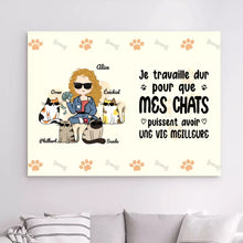 Charger l'image dans la galerie, Jusqu'à 4 Chats, Impression sur Acrylique personnalisée, cadeau pour Maman Chat, Je Travaille dur pour Que Mes Chats