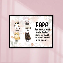 Charger l'image dans la galerie, Jusqu'à 9 Chats, Poster encadré en bois personnalisée, cadeau pour Papa Chat, Peu importe Si La vie devient dure