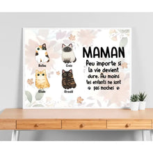 Charger l'image dans la galerie, Jusqu'à 9 Chats, Poster encadré en bois personnalisée, cadeau pour Maman Chat, Peu importe Si La vie devient dure
