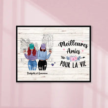 Charger l'image dans la galerie, Jusqu'à 5 filles, Poster encadré en bois personnalisée, cadeau pour Sœurs, amies, Meilleures amies Pour La vie