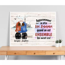 Charger l'image dans la galerie, Poster encadré en bois personnalisée, cadeau pour Sœurs, amies, Apparemment on attire les ennuis quand on est esemble
