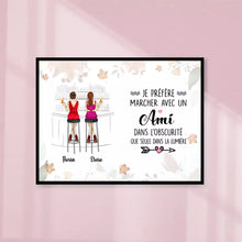 Charger l'image dans la galerie, Jusqu'à 6 filles, Poster encadré en bois personnalisée, cadeau pour Sœurs, amies, Je Préfére Marcher Avec Un Amie