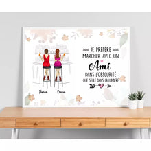 Charger l'image dans la galerie, Jusqu'à 6 filles, Poster encadré en bois personnalisée, cadeau pour Sœurs, amies, Je Préfére Marcher Avec Un Amie
