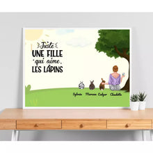 Charger l'image dans la galerie, Poster encadré en bois personnalisée, cadeau pour Maman lapin, jusqu'à 9 lapins, Femme, Fille Qui Aime Lapins