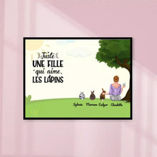 Charger l'image dans la galerie, Poster encadré en bois personnalisée, cadeau pour Maman lapin, jusqu'à 9 lapins, Femme, Fille Qui Aime Lapins