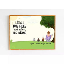 Charger l'image dans la galerie, Poster encadré en bois personnalisée, cadeau pour Maman lapin, jusqu'à 9 lapins, Femme, Fille Qui Aime Lapins
