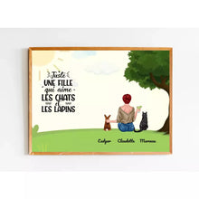 Charger l'image dans la galerie, Poster encadré en bois personnalisée, cadeau pour Maman lapin, Maman Chat, Femme, Fille Qui Aime Lapins les Chats