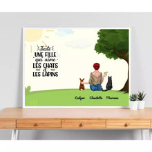 Charger l'image dans la galerie, Poster encadré en bois personnalisée, cadeau pour Maman lapin, Maman Chat, Femme, Fille Qui Aime Lapins les Chats
