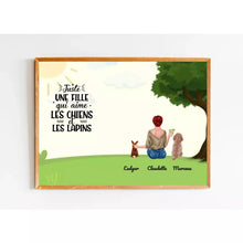 Charger l'image dans la galerie, Poster encadré en bois personnalisée, cadeau pour Maman lapin, Maman Chien, Femme, Fille Qui Aime Lapins, Chiens