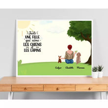 Charger l'image dans la galerie, Poster encadré en bois personnalisée, cadeau pour Maman lapin, Maman Chien, Femme, Fille Qui Aime Lapins, Chiens