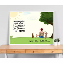 Charger l'image dans la galerie, Poster encadré en bois personnalisée,cadeau pour Maman lapin, Chien, Chat, Fille Qui Aime Lapins, Chiens, Chats