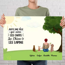 Charger l'image dans la galerie, Poster encadré en bois personnalisée,cadeau pour Maman lapin, Chien, Chat, Fille Qui Aime Lapins, Chiens, Chats