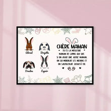 Charger l'image dans la galerie, Poster encadré en bois personnalisée, cadeau pour Maman lapin, fête des mères, Jusqu'à 9 lapins, Chére Maman