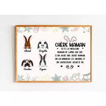 Charger l'image dans la galerie, Poster encadré en bois personnalisée, cadeau pour Maman lapin, fête des mères, Jusqu'à 9 lapins, Chére Maman