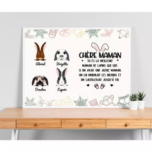 Charger l'image dans la galerie, Poster encadré en bois personnalisée, cadeau pour Maman lapin, fête des mères, Jusqu'à 9 lapins, Chére Maman