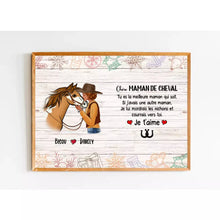 Charger l'image dans la galerie, Poster encadré en bois personnalisée, cadeau pour maman cheval, fête des mères, Chére Maman De Cheval Je T'aime