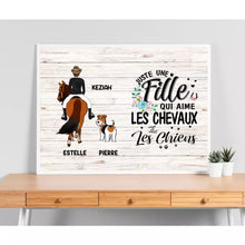 Charger l'image dans la galerie, Poster encadré en bois personnalisée, cadeau pour maman cheval et chien, Femme, Fille Qui Aime Chevalx Les Chiens
