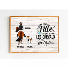 Charger l'image dans la galerie, Poster encadré en bois personnalisée, cadeau pour maman cheval et chien, Femme, Fille Qui Aime Chevalx Les Chiens
