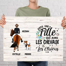 Charger l'image dans la galerie, Poster encadré en bois personnalisée, cadeau pour maman cheval et chien, Femme, Fille Qui Aime Chevalx Les Chiens