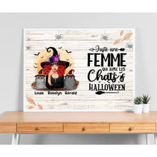 Charger l'image dans la galerie, Poster encadré en bois personnalisée, Halloween cadeau pour maman Cat, Femme, Fille Qui Aime Chats et Halloween