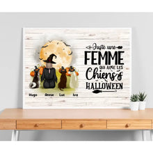 Charger l'image dans la galerie, Poster encadré en bois personnalisée, Halloween cadeau pour maman chien, Femme, Fille Qui Aime Chiens et Halloween