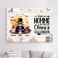Charger l'image dans la galerie, Impression sur Acrylique personnalisée, Halloween cadeau pour Papa Chien, jusqu'à 6 chiens, Homme Aime Chiens et Halloween