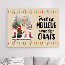 Charger l'image dans la galerie, Impressions sur métal personnalisée, Noël cadeau pour Maman Chat, jusqu'à 5 chats, Noël est Meilleur Avec Des Chats