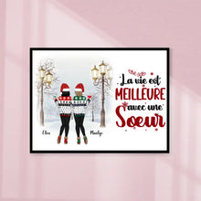 Charger l'image dans la galerie, Poster encadré en bois personnalisée, Noël cadeau pour Sœurs, amies, Jusqu'à 6 filles, La vie est Meilleur Avec