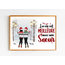 Charger l'image dans la galerie, Poster encadré en bois personnalisée, Noël cadeau pour Sœurs, amies, Jusqu'à 6 filles, La vie est Meilleur Avec